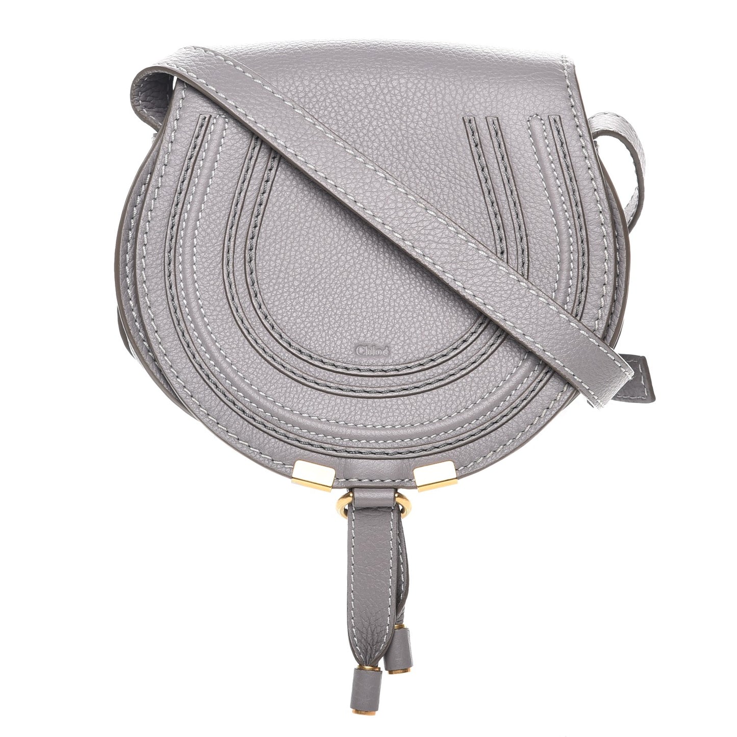 Calfskin Mini Marcie Round Crossbody Bag Cashmere Grey