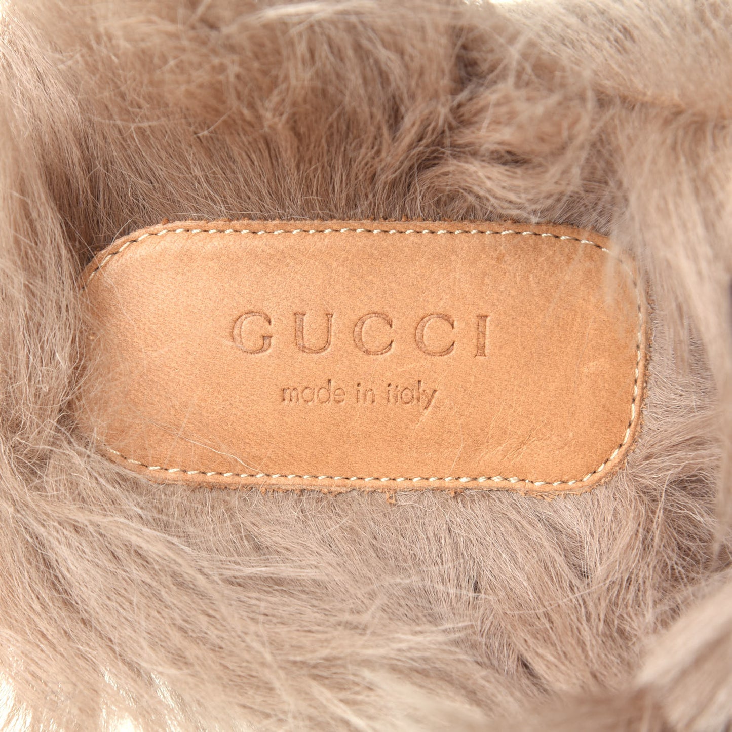 Velvet GG Monogram Fur Womens Princetown Slippers 35 Brown Black Natural