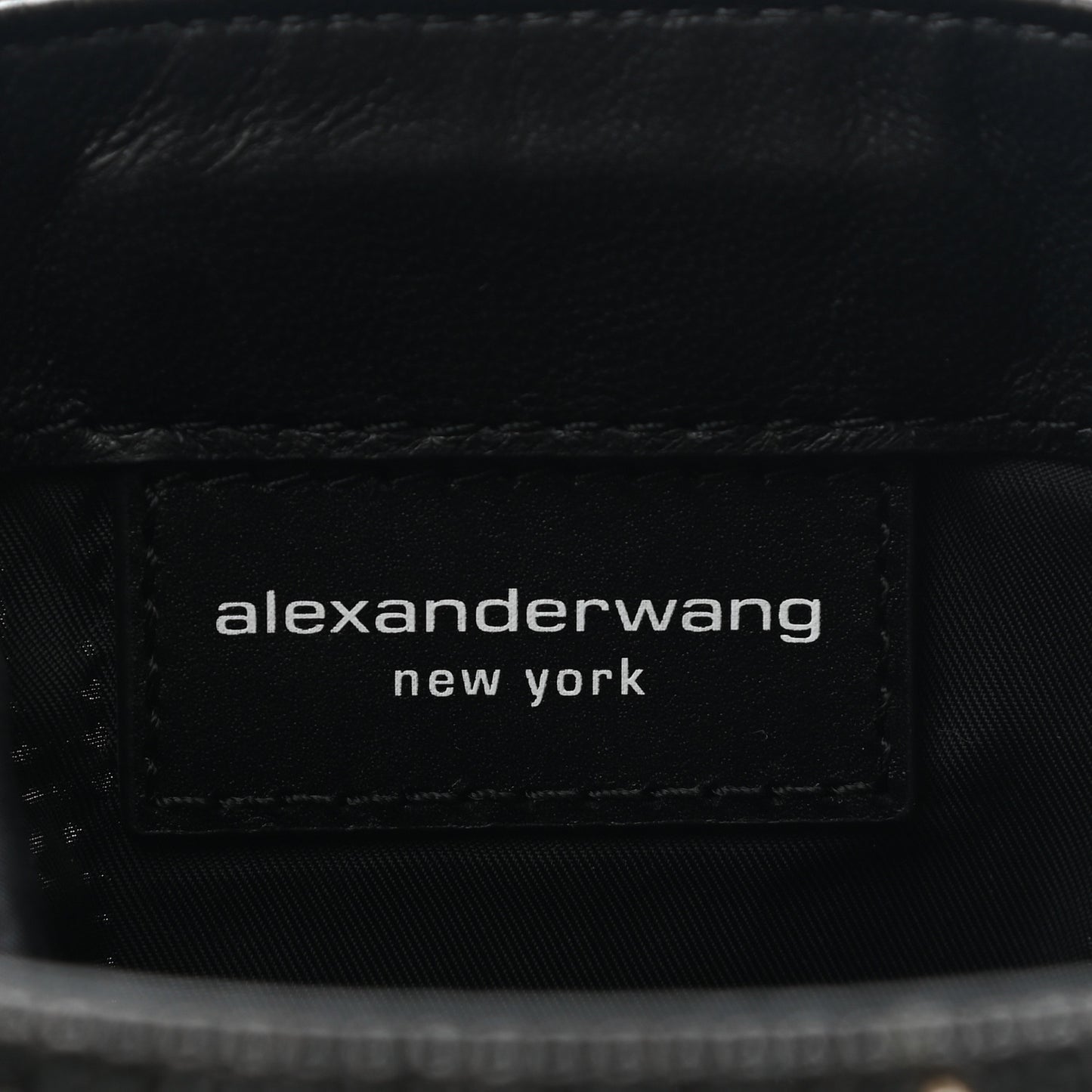 Rhinestone Chain Mesh Wanglock Logo Pouch Black White