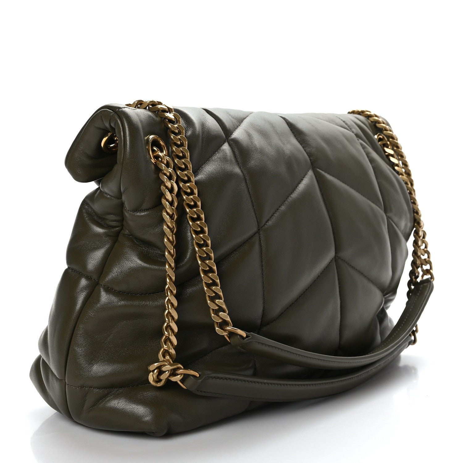 Saint Laurent Lambskin Quilted Medium Loulou Puffer Monogram Chain Satchel Seaweed 3 of 9