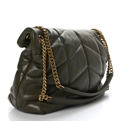 Saint Laurent Lambskin Quilted Medium Loulou Puffer Monogram Chain Satchel Seaweed 3 of 9