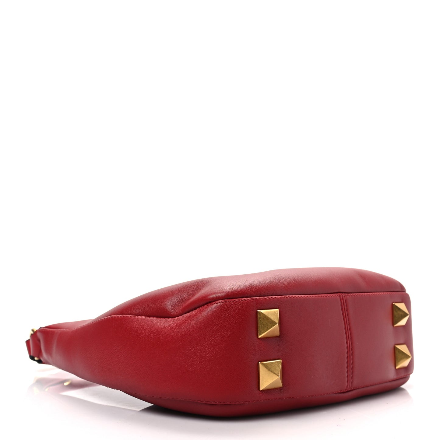 Calfskin Stud Sign Zip Hobo Rosso Valentino