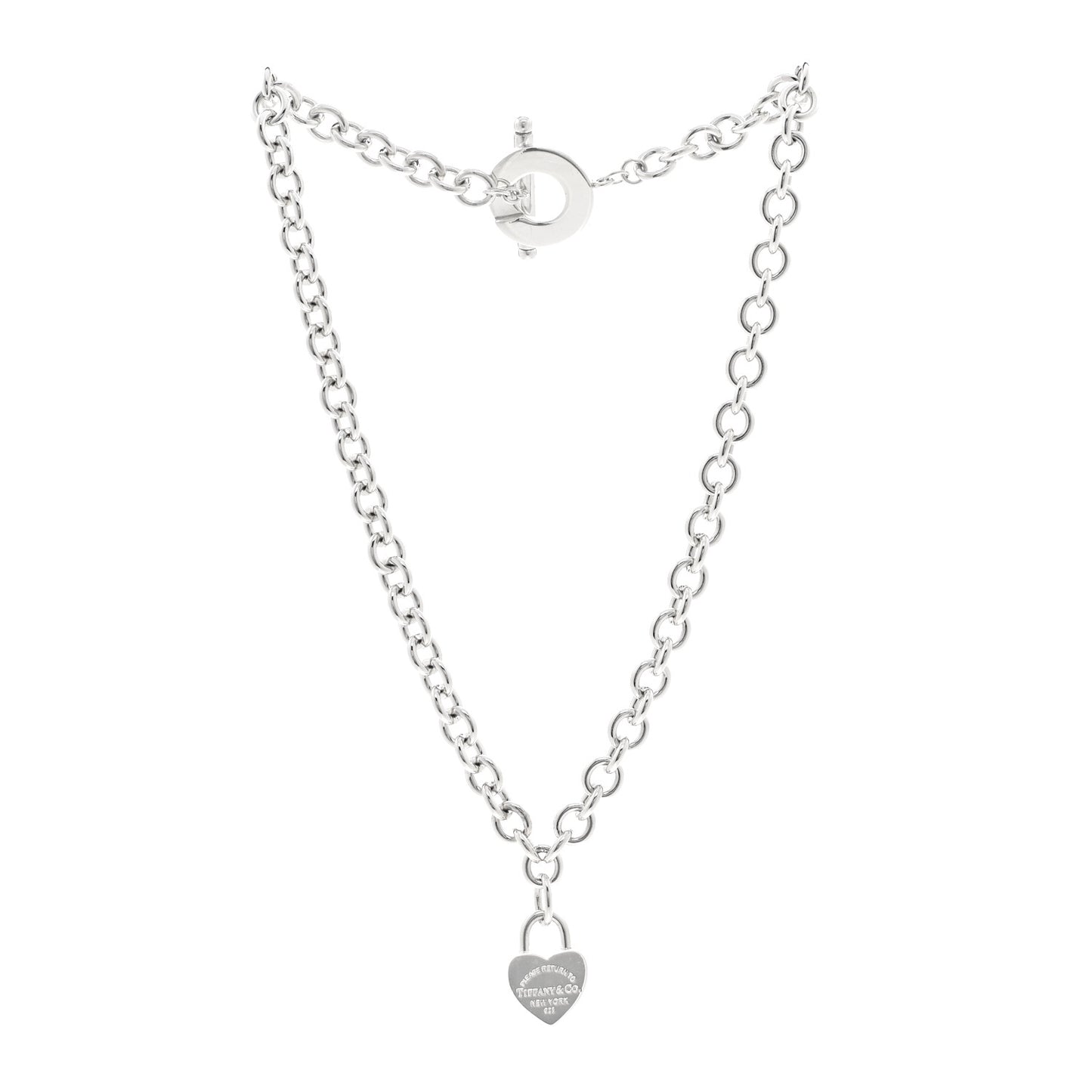 Sterling Silver Return to Tiffany Heart Lock Pendant Toggle Necklace