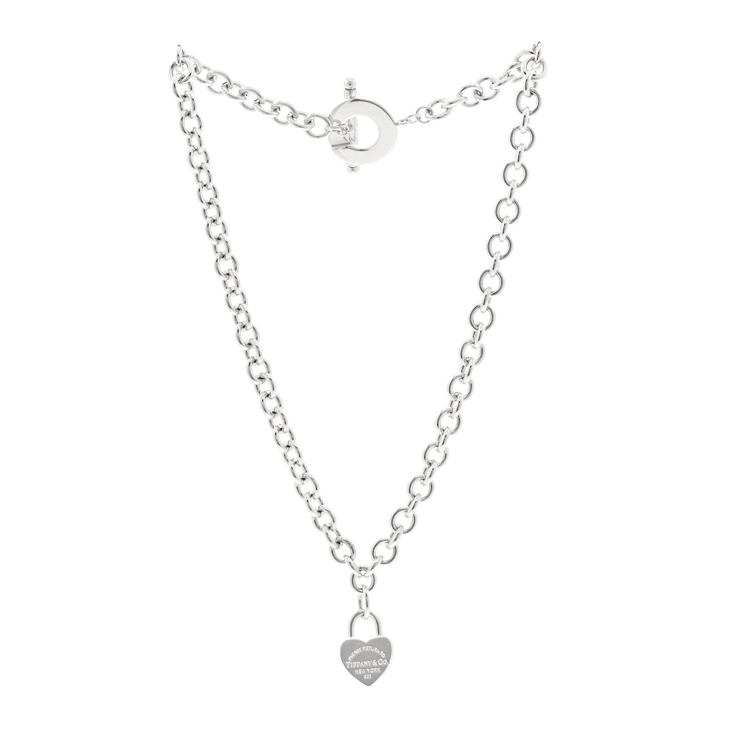 Tiffany Sterling Silver Return to Tiffany Heart Lock Pendant Toggle Necklace 3 of 5
