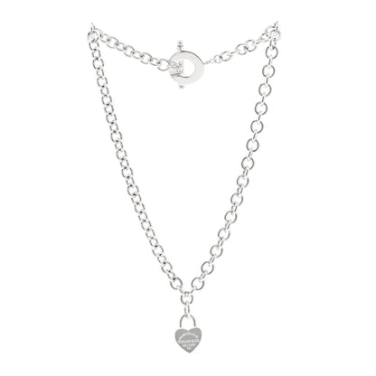 Tiffany Sterling Silver Return to Tiffany Heart Lock Pendant Toggle Necklace 3 of 5