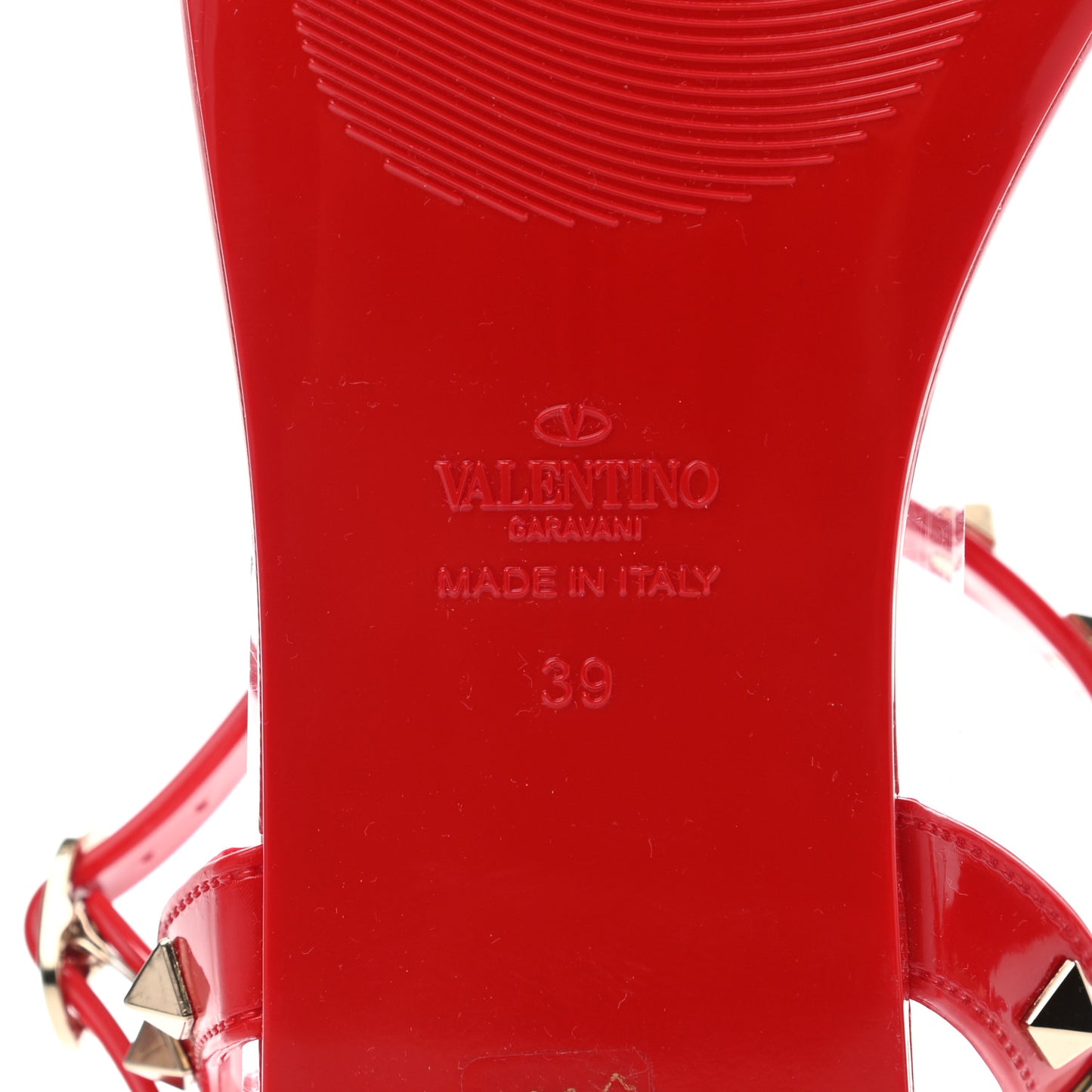 PVC Jelly Rockstud Caged Sandals 39 Rosso Valentino