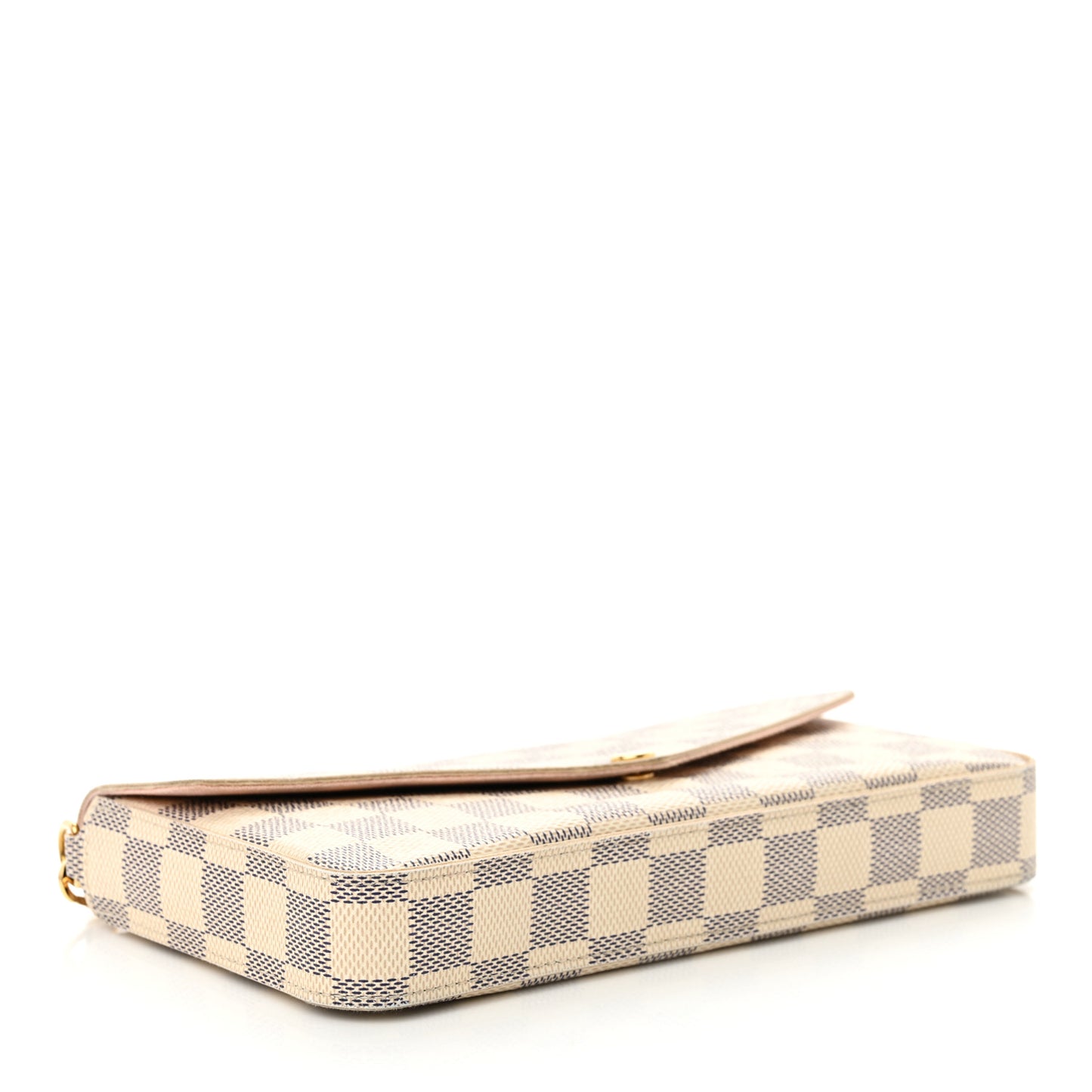 Damier Azur Pochette Felicie Chain Wallet Rose Ballerine