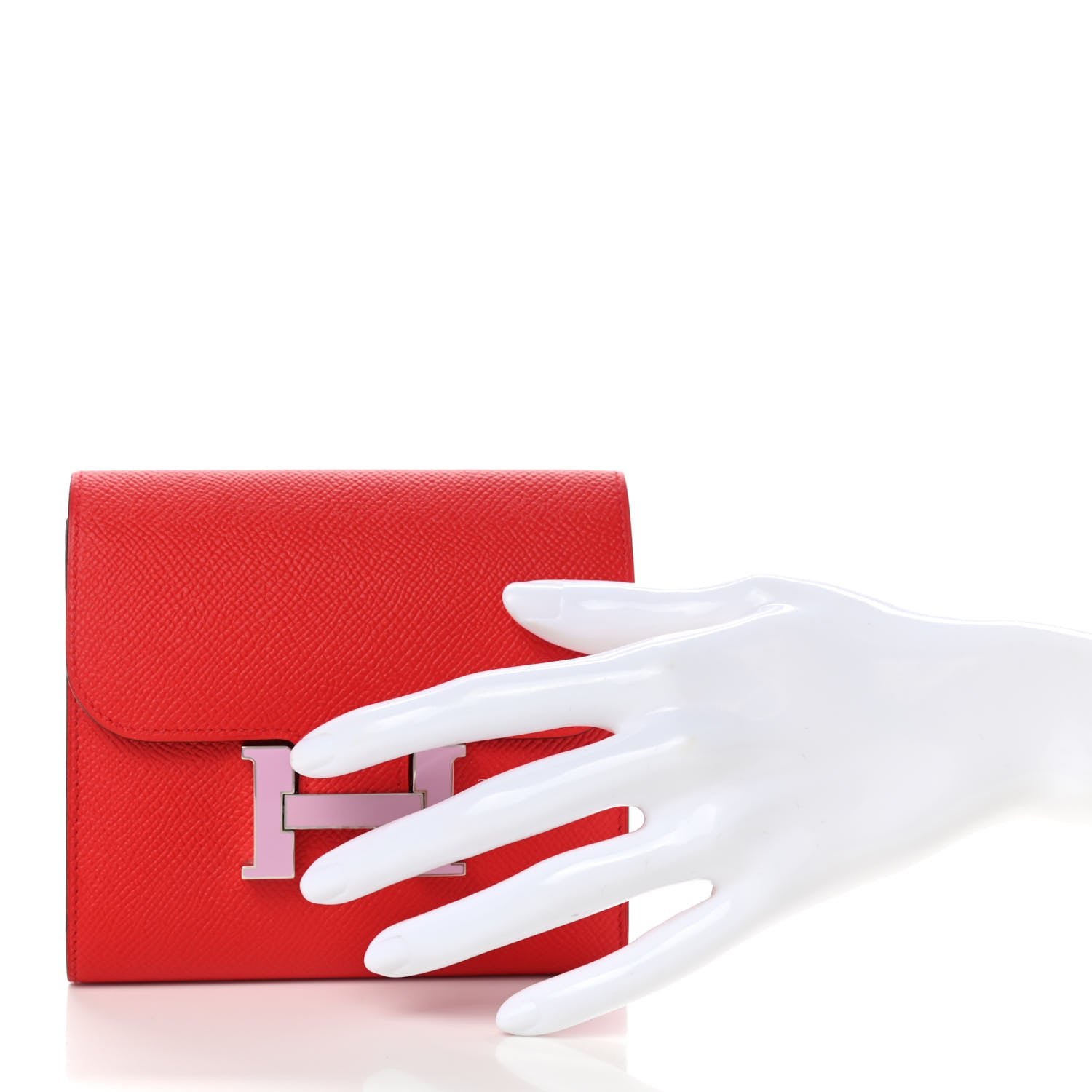 Hermes Epsom Enamel Constance Short Wallet Rouge de Coeur Mauve Sylvestre 2 of 8