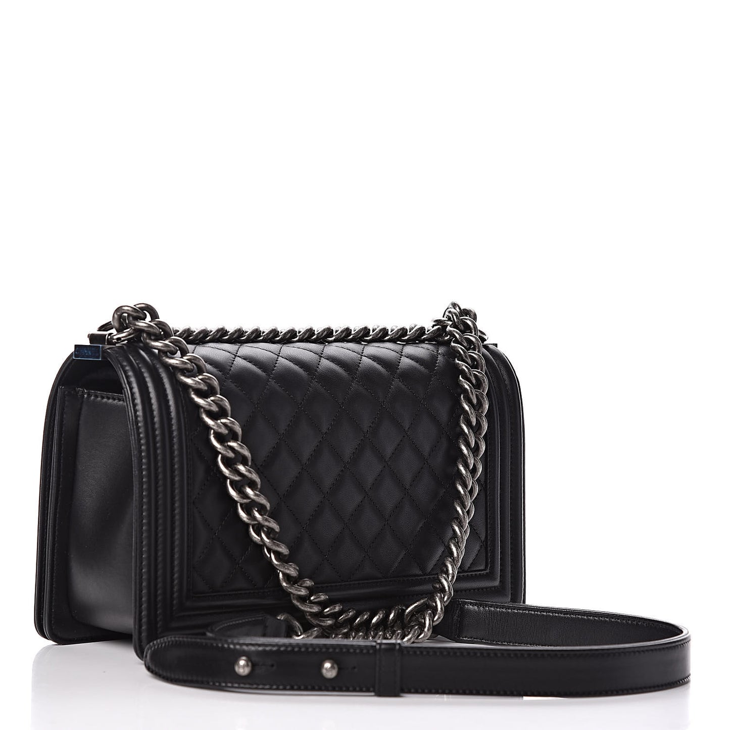 Calfskin Quilted Medium Boy Flap Black