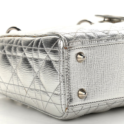 Christian Dior Metallic Grained Calfskin Cannage Small Lucky Badges My Lady Dior Silver 8 of 11