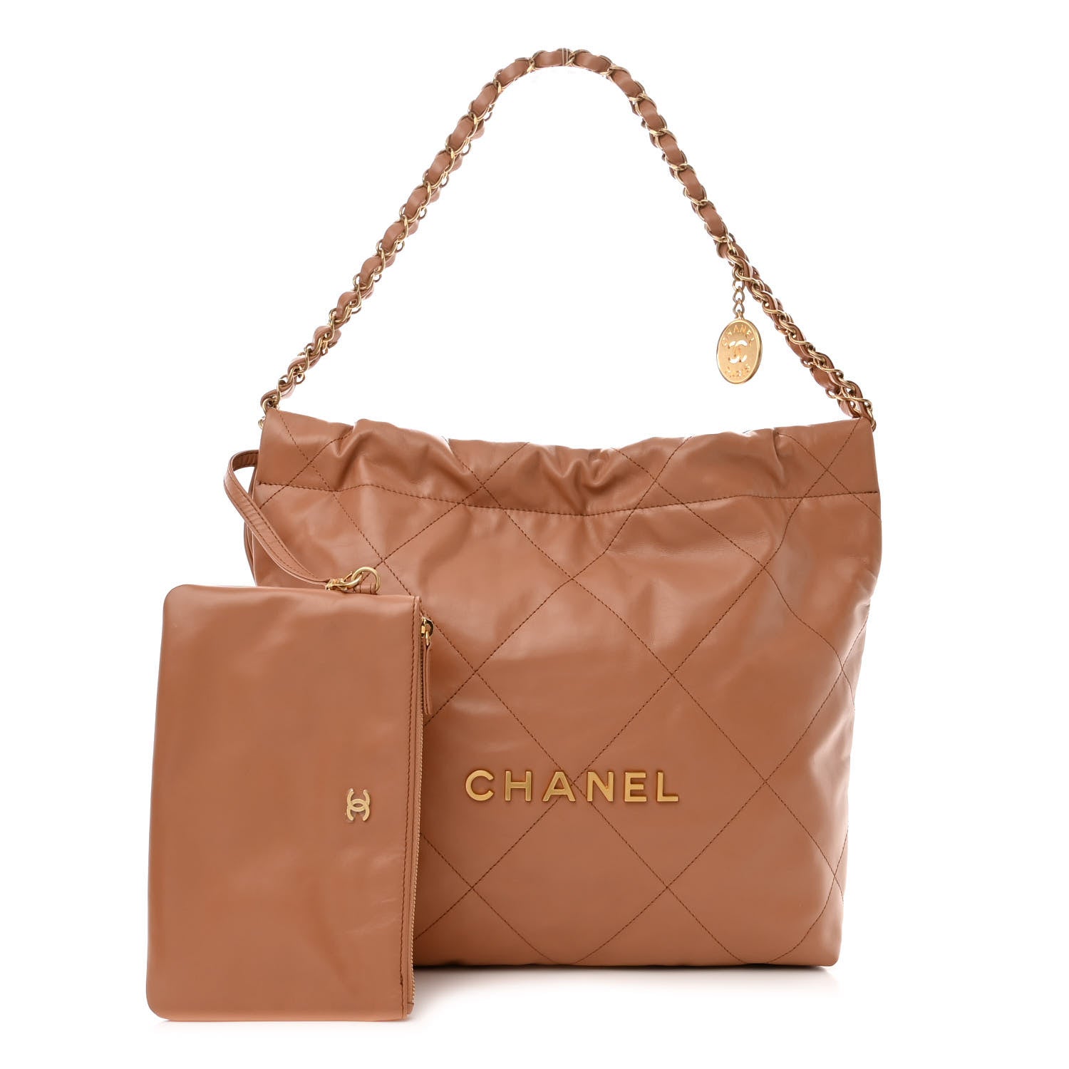 Chanel Shiny Calfskin Quilted Small Chanel 22 Beige 1 of 12