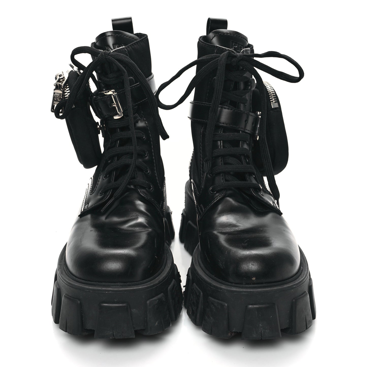 Spazzolato Rois Nylon Metal Triangle Logo Monolith Pouch Pocket 55mm Boots 35.5 Black