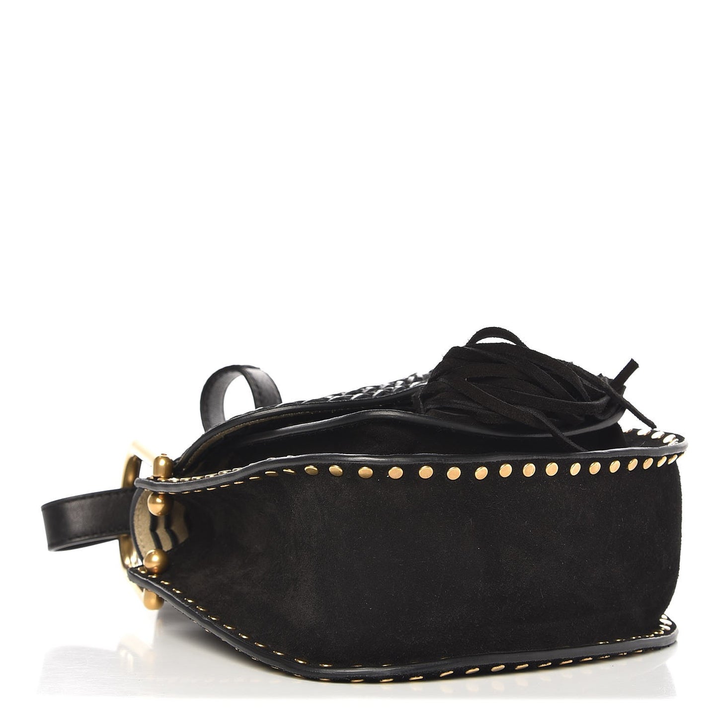 Suede Braided Small Hudson Shoulder Bag Black