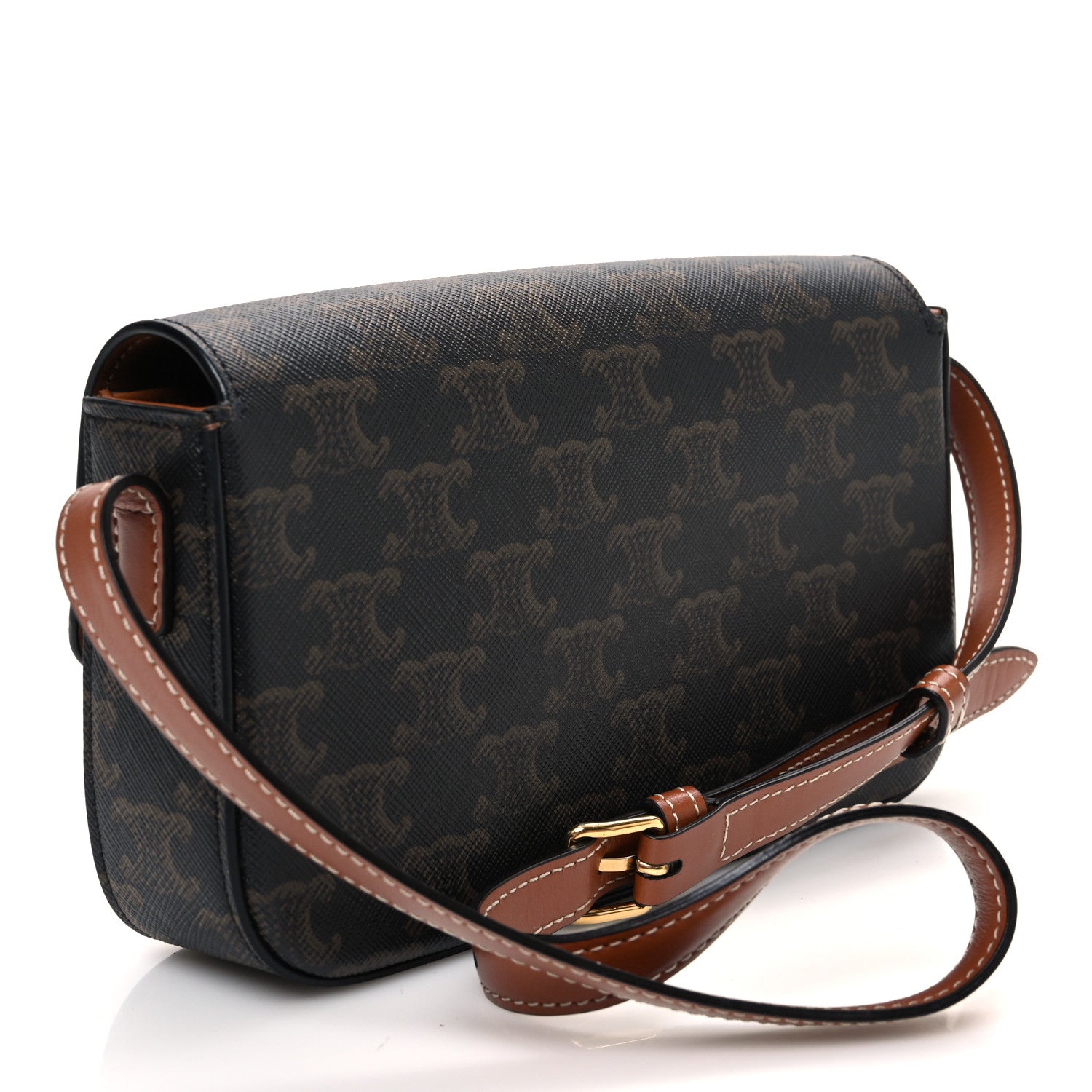 Celine Canvas Calfskin Triomphe Shoulder Bag Tan 3 of 10