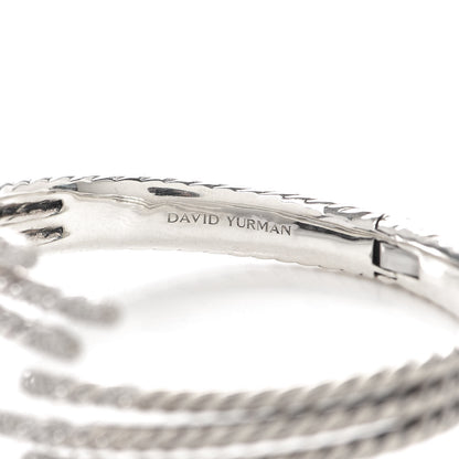 David Yurman Sterling Silver Diamond 3-Row Open Willow Bracelet 4 of 5
