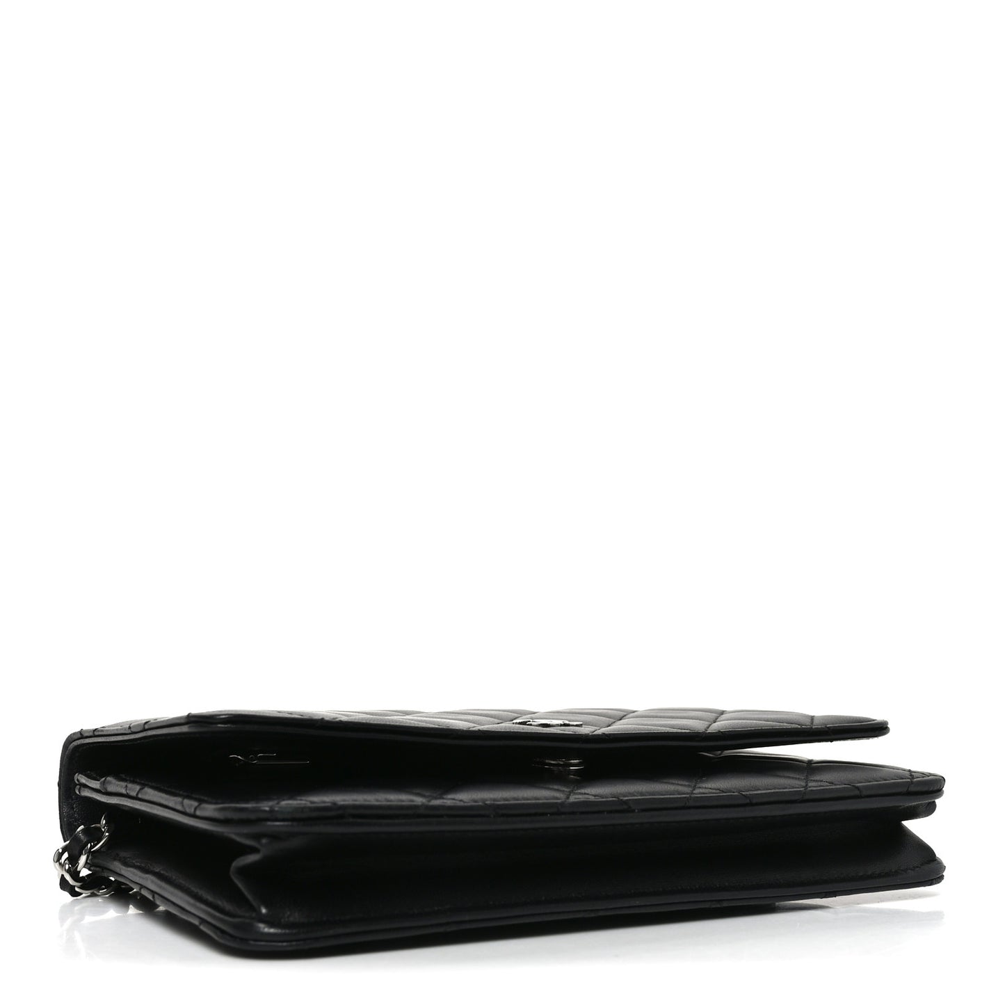 Lambskin Quilted Wallet On Chain WOC Black