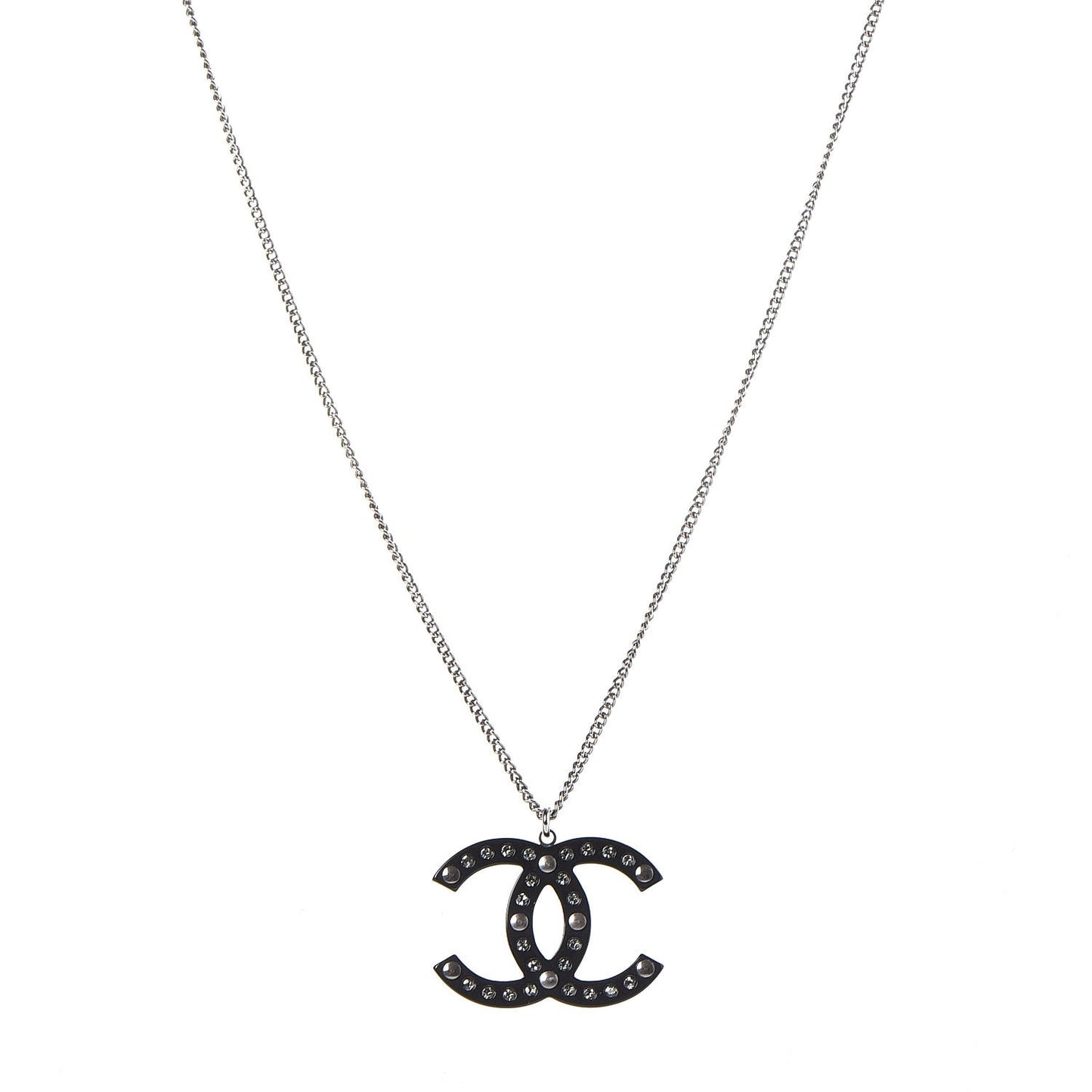 Crystal Resin CC Necklace Silver Black