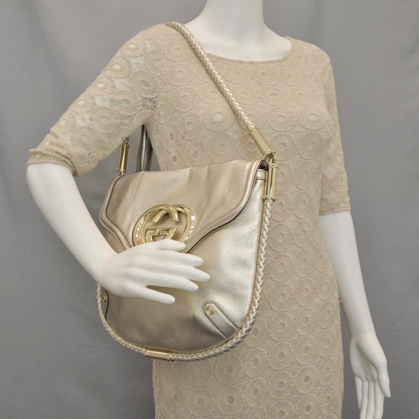 Leather Britt Tassel Shoulder Bag Metallic