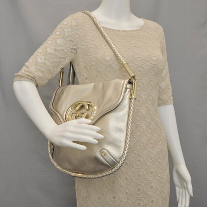 Gucci Leather Britt Tassel Shoulder Bag Metallic 2 of 9
