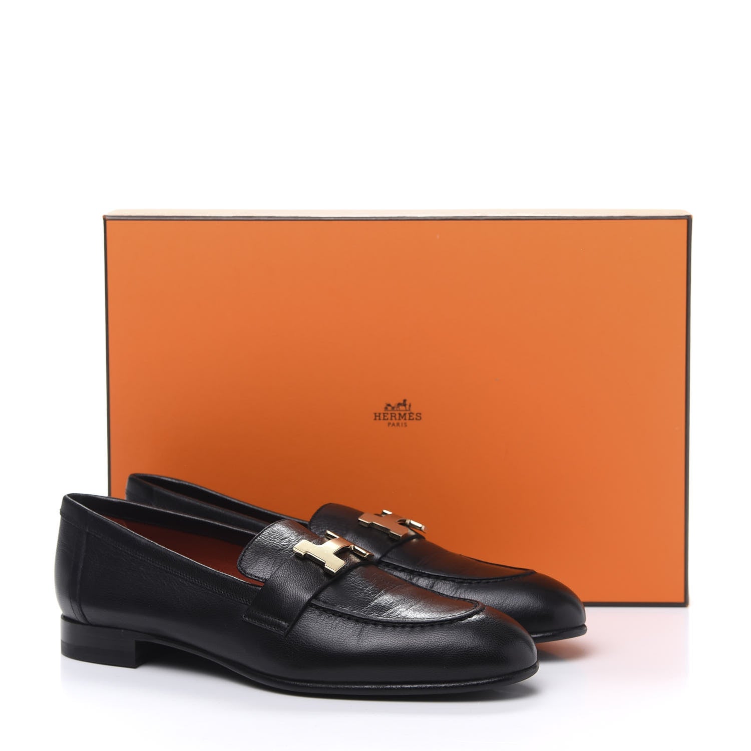 Hermes Goatskin Womens Paris Loafers 36 Black 9 of 9