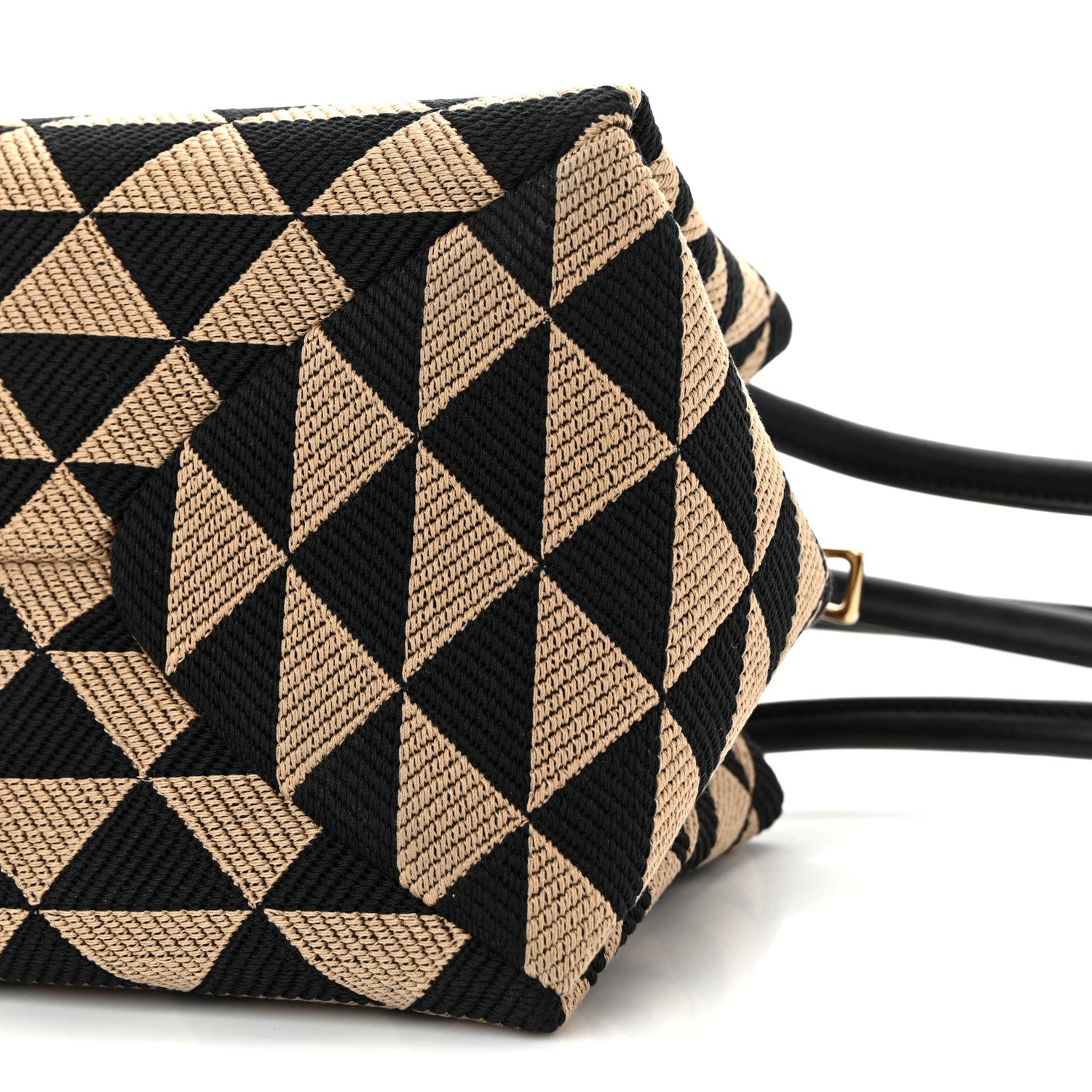 Prada Jacquard Triangolo Symbole Embroidered Small Shoulder Bag Black Corda 12 of 12