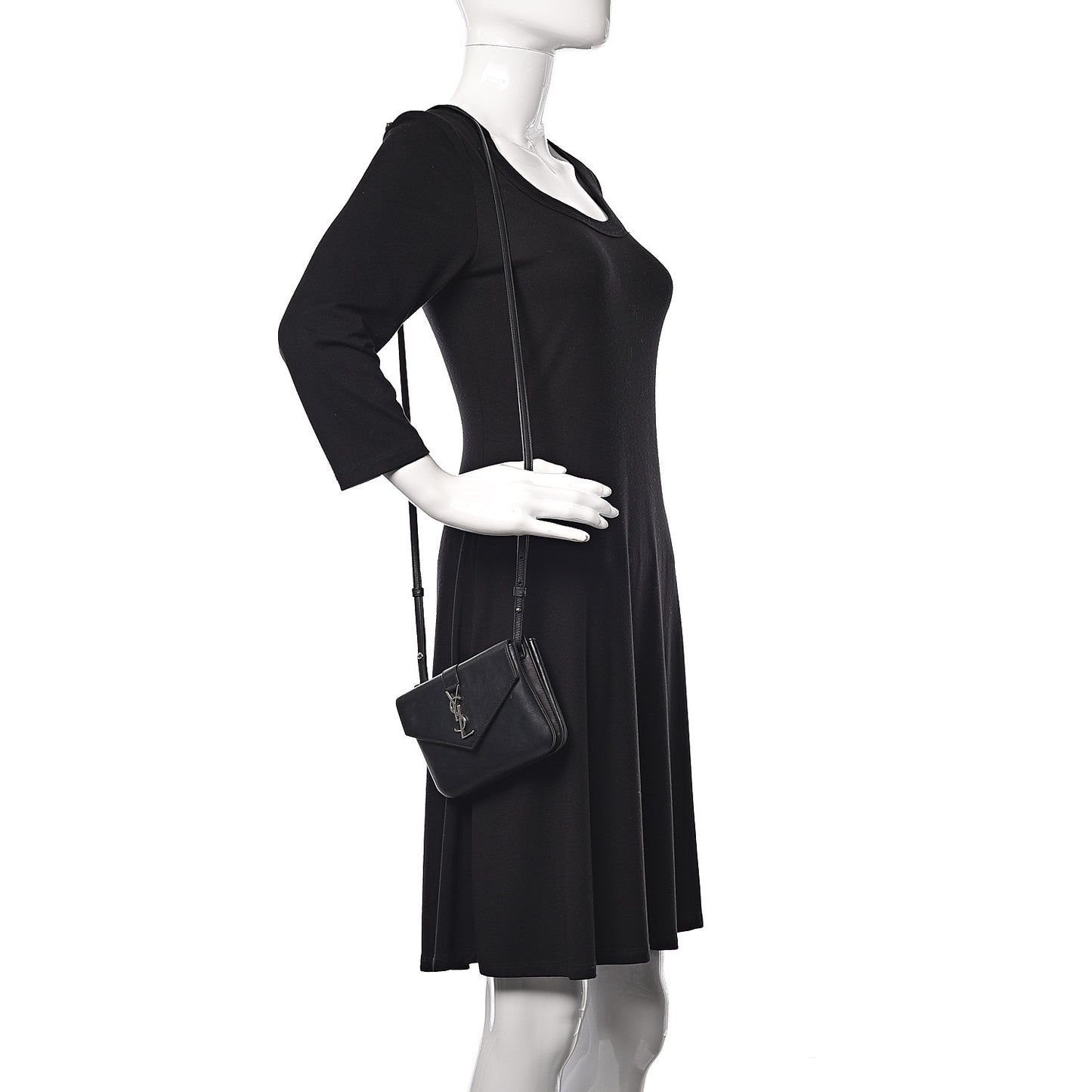 Calfskin Monogram Tri Pocket Crossbody Bag Black