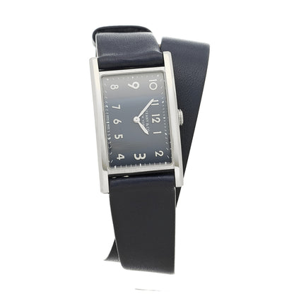 Tiffany Stainless Steel Calfskin 22mm East West Quartz Watch Blue 1 of 4
