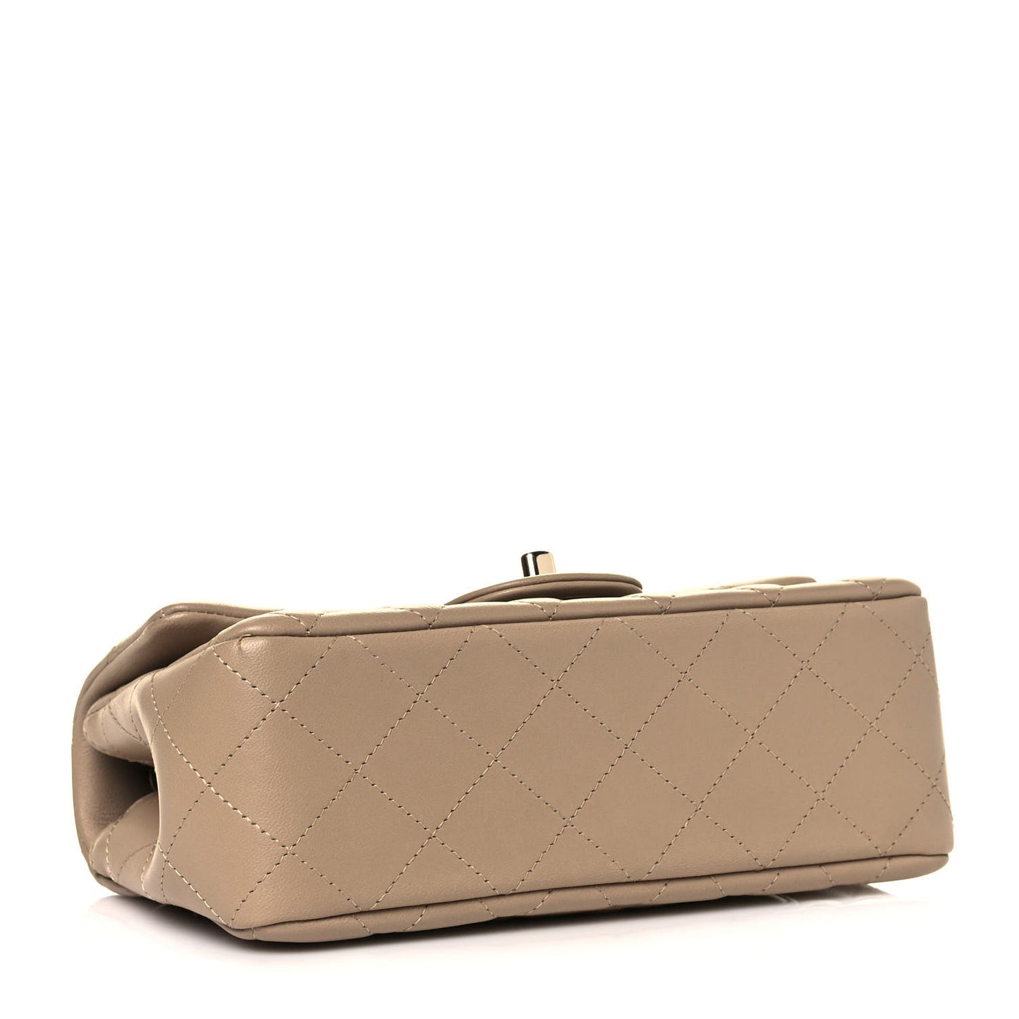 Lambskin Quilted Mini Rectangular Flap Dark Beige