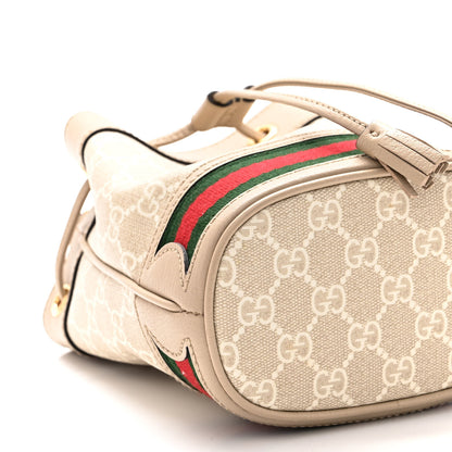 Gucci GG Supreme Monogram Textured Calfskin Web Mini Ophidia Bucket Bag Beige Mystic White Oatmeal 8 of 10