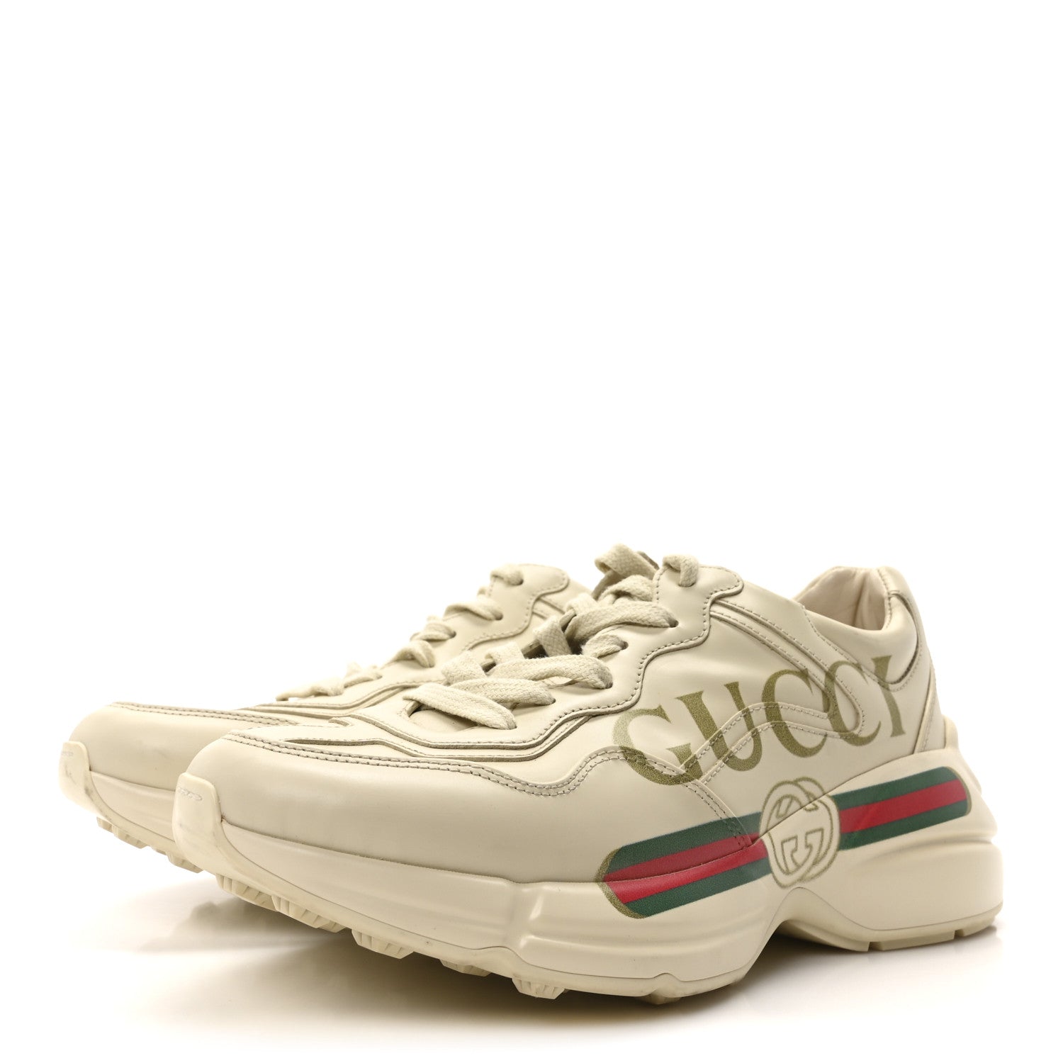 Gucci Calfskin Logo Womens Rhyton Sneakers 38 Ivory 4 of 8