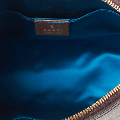 Gucci GG Supreme Monogram Textured Dollar Calfskin Web Small Ophidia Dome Shoulder Bag Beige Ebony New Acero 4 of 9
