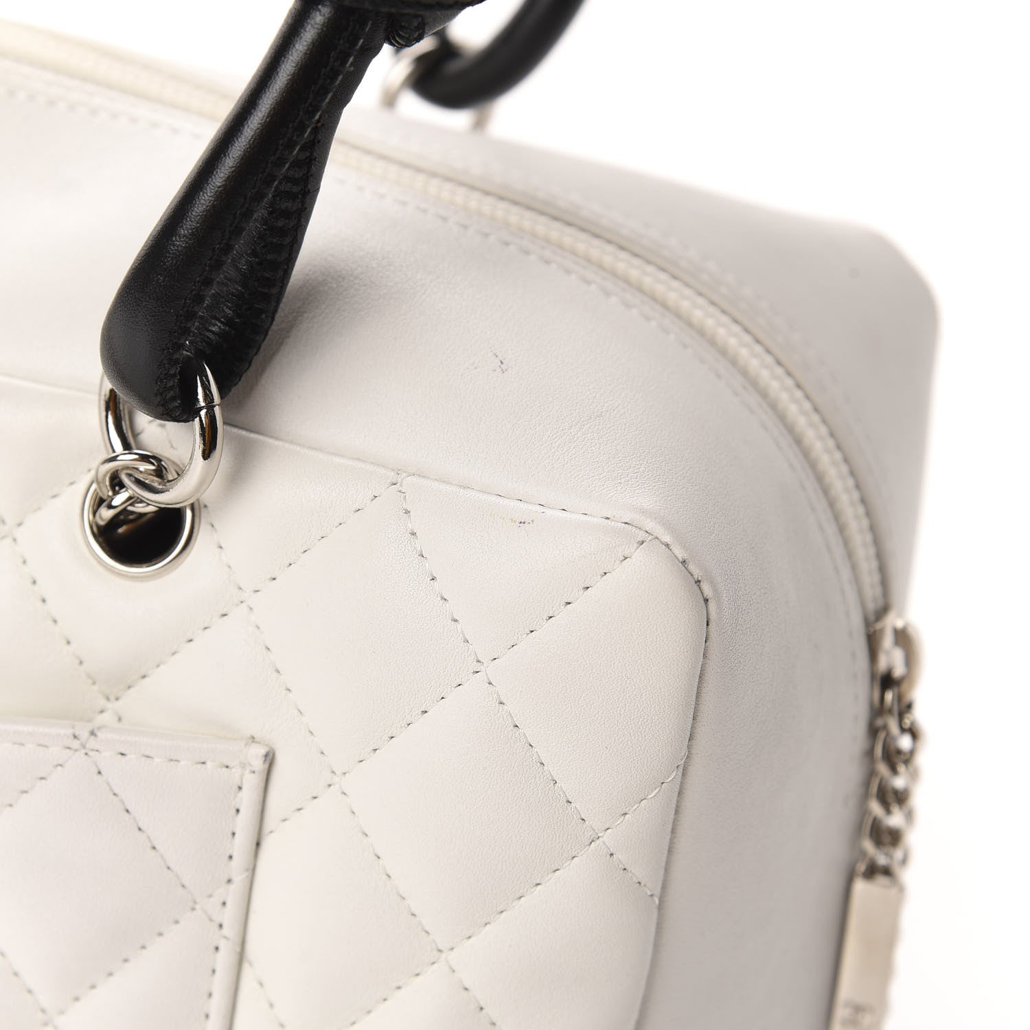 Chanel Calfskin Quilted Large Cambon Bowler White Black 13 of 13