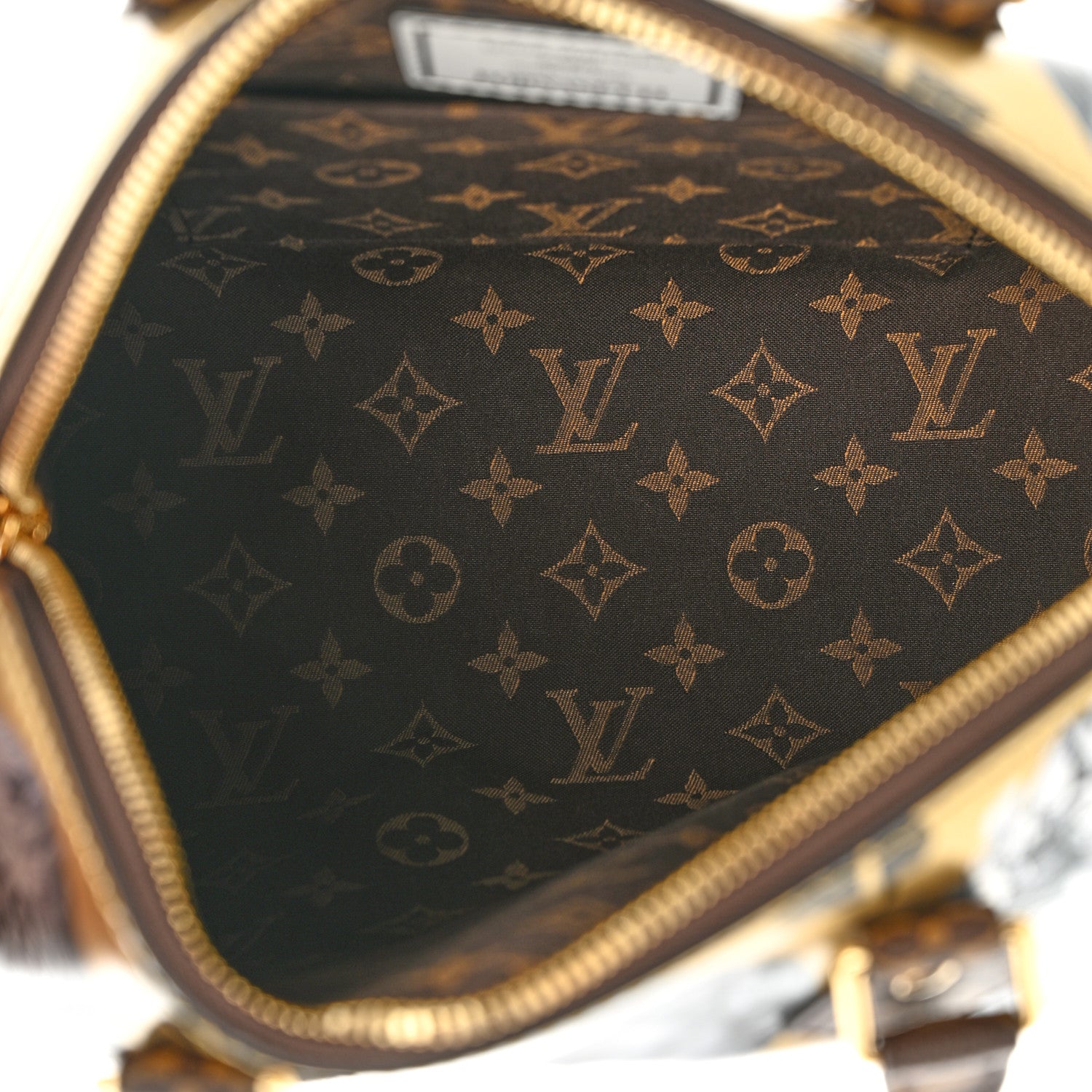 Louis Vuitton X FORNASETTI Calfskin Fornasetti Speedy Bandouliere 25 Gold 5 of 9