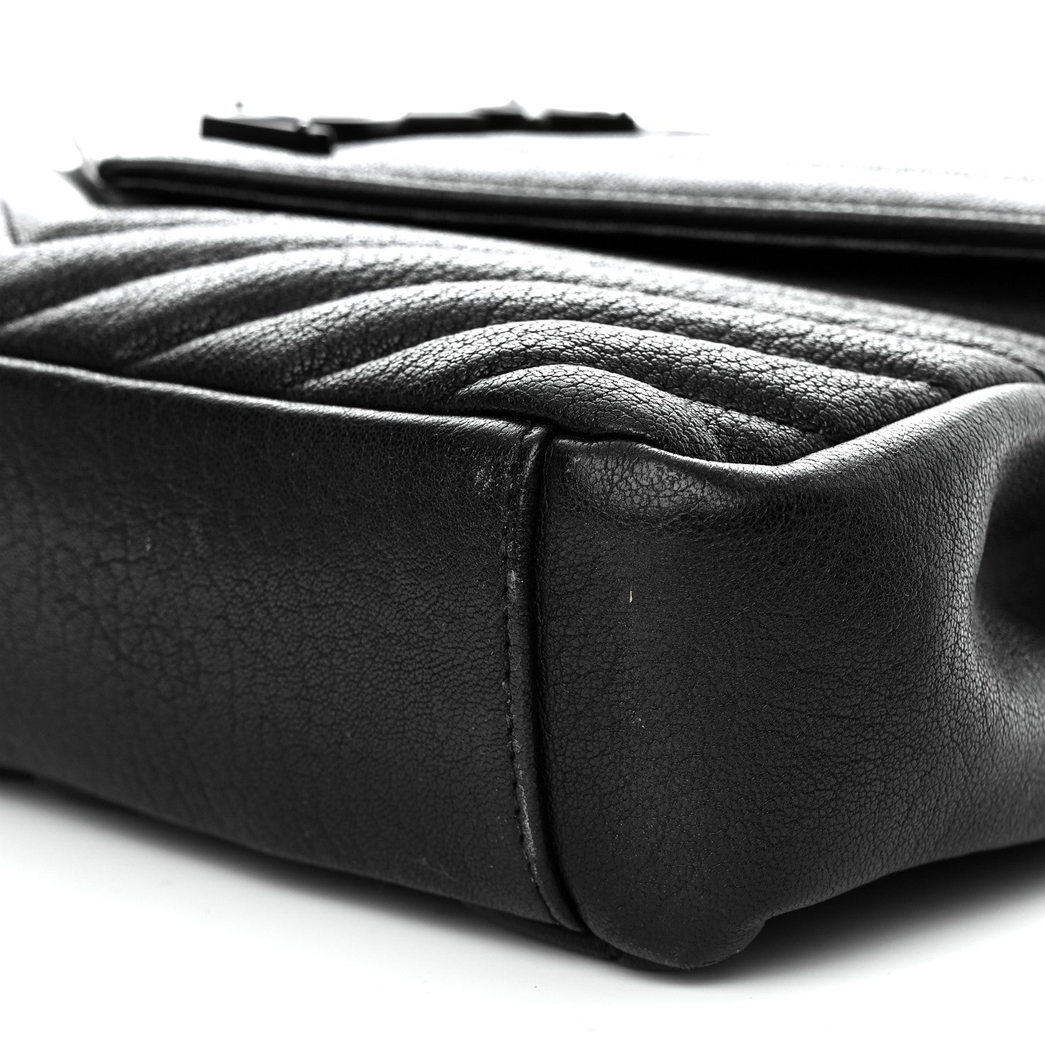 Saint Laurent Sheepskin Matelasse Chevron Monogram Monochrome Medium College Bag Black 9 of 9