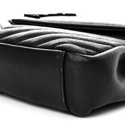 Saint Laurent Sheepskin Matelasse Chevron Monogram Monochrome Medium College Bag Black 9 of 9