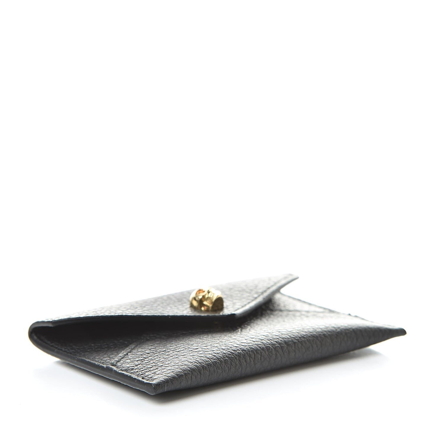Calfskin Skull Envelope Card Holder Black