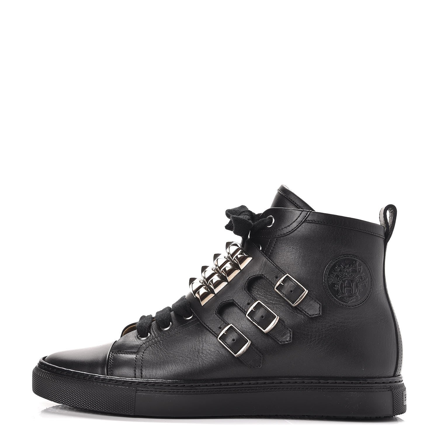Hermes Calfskin Studded Lennox High Top Sneakers 41 Black 1 of 9
