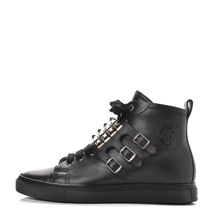 Hermes Calfskin Studded Lennox High Top Sneakers 41 Black 1 of 9