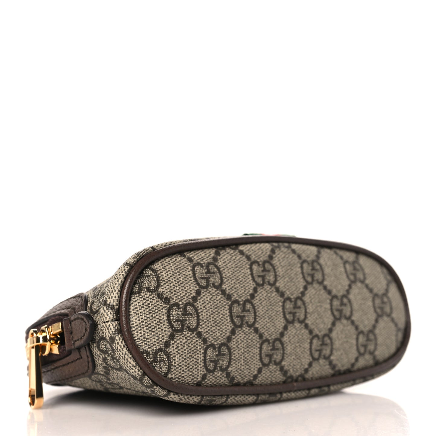 GG Supreme Monogram Textured Calfskin Web Medium Ophidia Cosmetic Case Beige Ebony New Acero