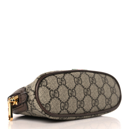 Gucci GG Supreme Monogram Textured Calfskin Web Medium Ophidia Cosmetic Case Beige Ebony New Acero 4 of 10