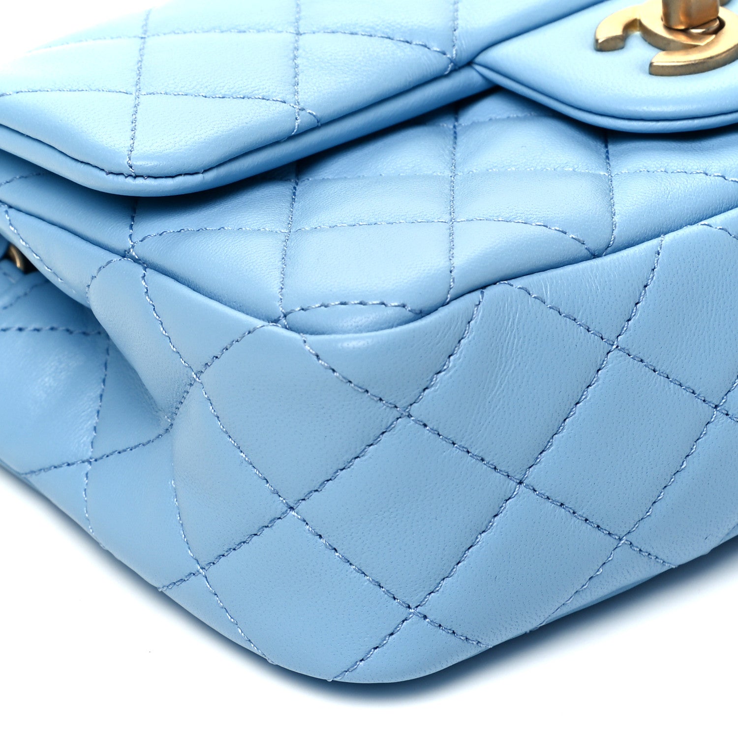 Chanel Lambskin Quilted Mini Rectangular Pearl Crush Flap Light Blue 7 of 8