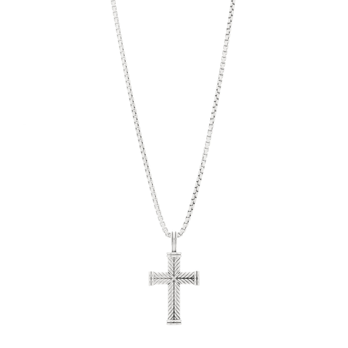 David Yurman Sterling Silver Chevron Cross Pendant Necklace 1 of 6