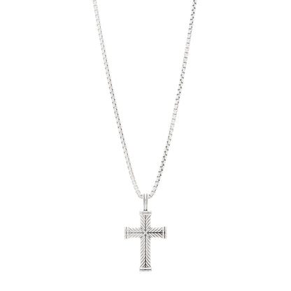 David Yurman Sterling Silver Chevron Cross Pendant Necklace 1 of 6