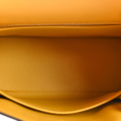 Hermes Togo Horseshoe Kelly Retourne 25 Jaune Ambre Vert Cypress 5 of 11