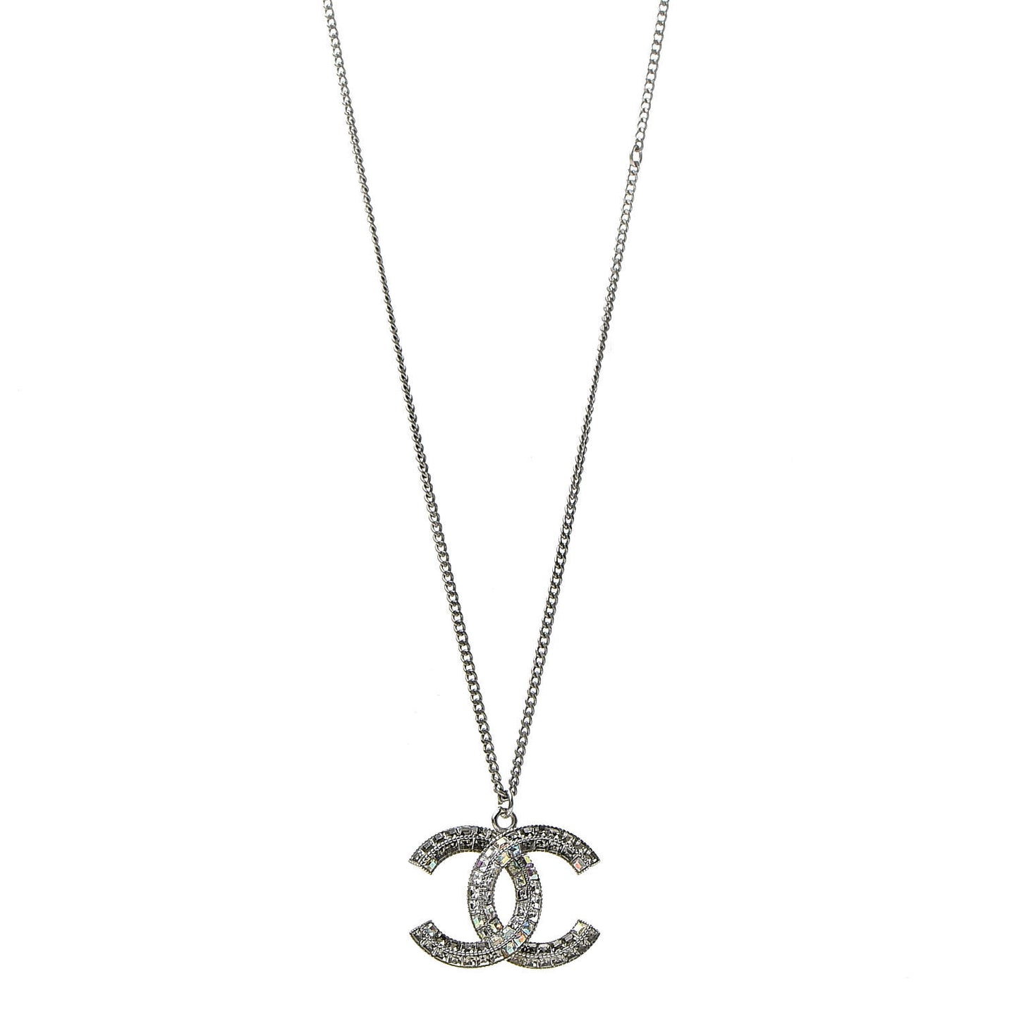 Baguette Crystal CC Necklace Silver