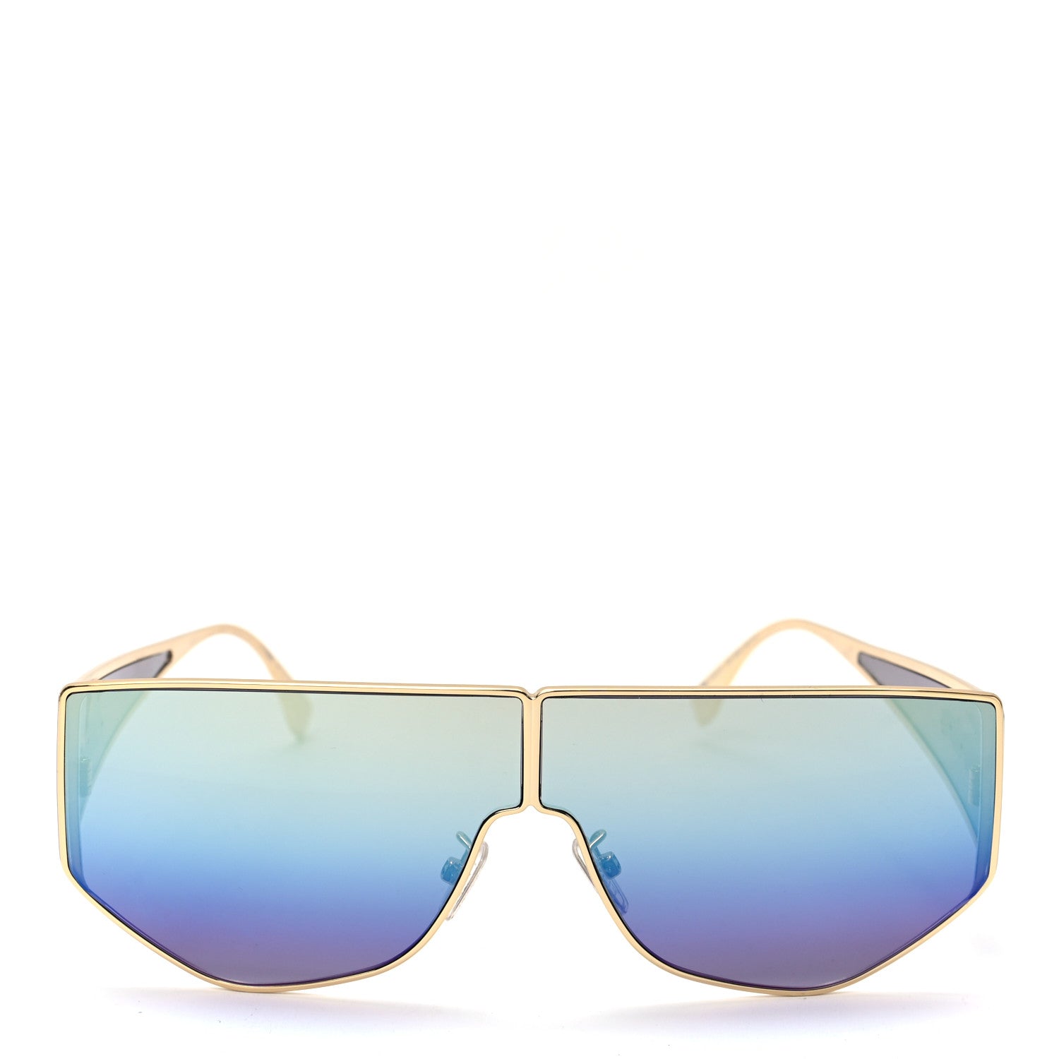 Fendi Metal Disco Geometric Sunglasses FE 40051/U Gold Blue Mirror 2 of 6