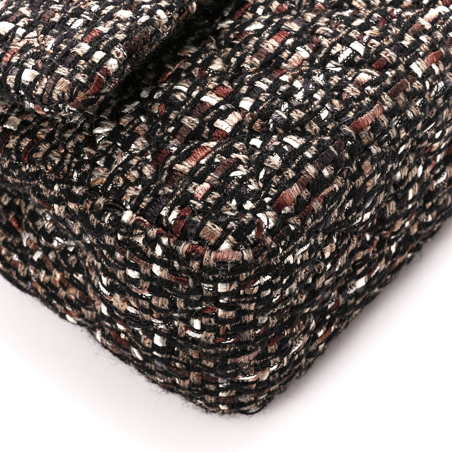 Tweed Quilted Medium Double Flap Brown