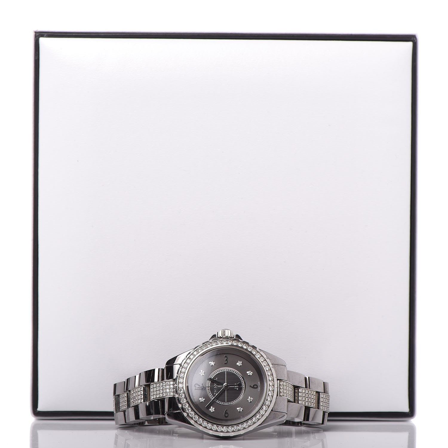 Chanel Titanium Ceramic Diamond Pave Bezel 33mm J12 Quartz Watch 7 of 7