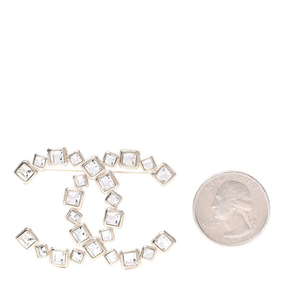 Chanel Baguette Crystal CC Brooch Gold 2 of 5