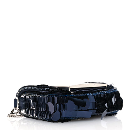 Fendi Sequin Paillettes Shiny Nappa Sex and the City Nano Maxi Buckle Baguette Charm Blue 4 of 14